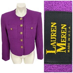 Lauren Meren Blazer Womens 10 Vtg Purple Jacket Officecore Corpcore Career Work